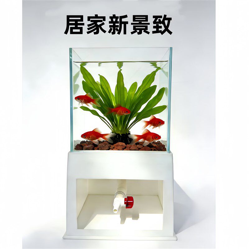 漏斗型集便仓一体鱼缸桌面玻璃鱼缸