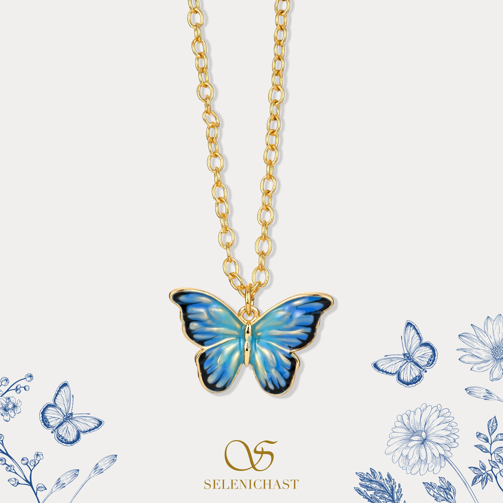 SELENICHAST蓝色蝴蝶项链小众设计珐琅吊坠女友生日礼物配饰首饰,饰品/流行首饰/时尚饰品新,项链,淘宝优惠券,粉丝福利购,淘宝优惠卷