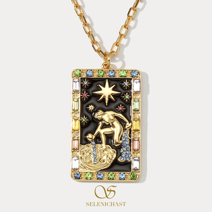 SELENICHAST原创设计星星·塔罗牌项链小众吊坠女友生日礼物配饰