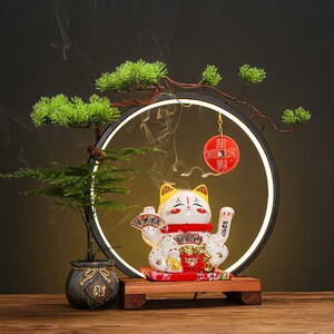 新小号摇手招财猫灯圈招财摆件店铺开业创意礼品家居乔迁开业送礼