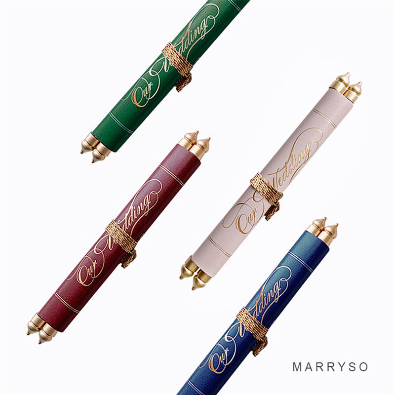 MarrySo马铃薯欧式卷轴请帖 红色复古结婚喜帖 绿粉蓝色流苏请柬