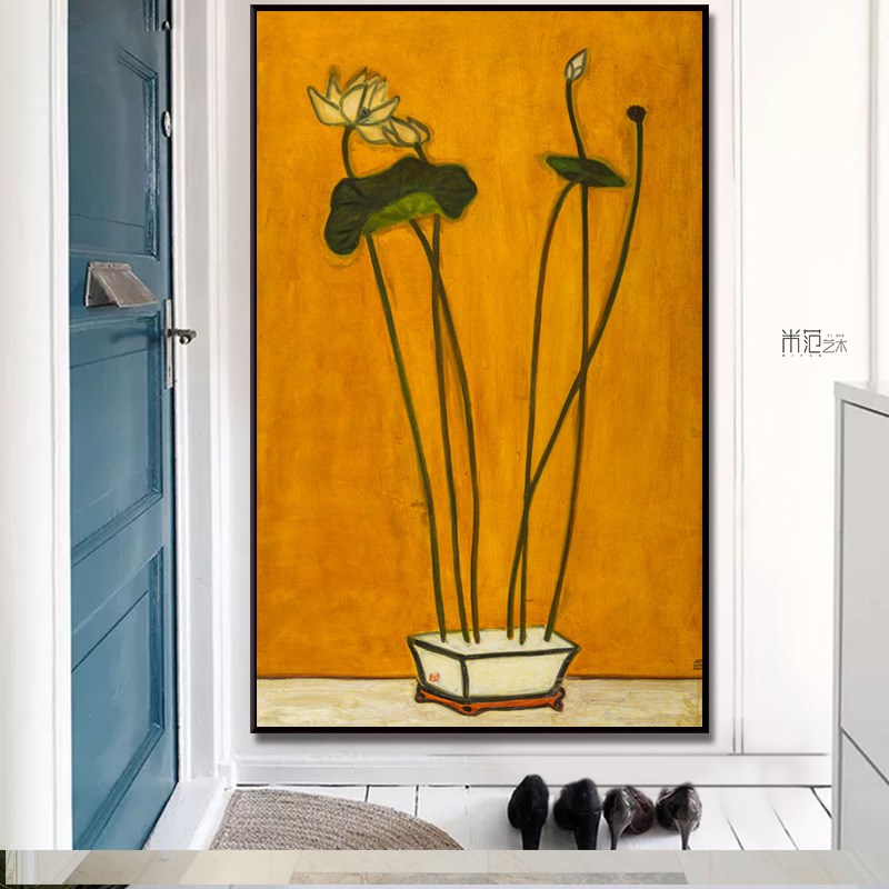 常玉《盆栽》简美北欧植物装饰画写实玄关复古小众挂画书房艺术画图片