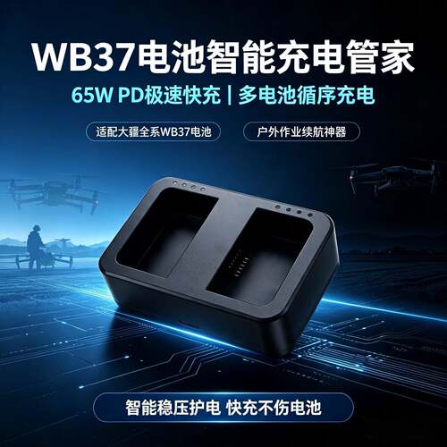 大疆WB37充电管家T50 T60 T70P T100S植保无人机遥控器充电底座