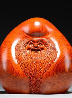 花梨木雕老寿星寿桃摆件实木寿仙家居客厅装饰工艺品生日祝寿送礼