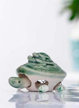 新中式陶瓷乌龟鱼缸造景摆件装饰礼盒工艺品小配件微景观DIY布景