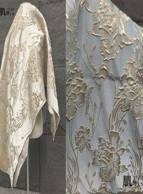 压花图案立体纹理提花面料旗袍金丝绒枕头窗帘DIY服装设计师面料