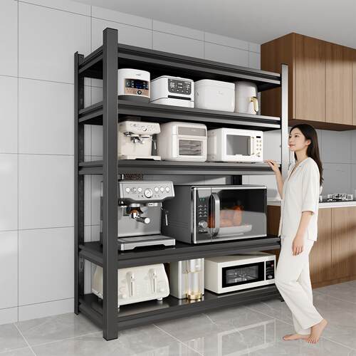 厨房多功能置物架落地多层电饭煲微波炉收纳架家用钢制储物铁架子