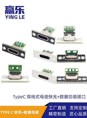 TypeC焊线母座带固定板USBC数据充电接C口连接器配件改装延长模块