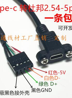 TYPEC母头转杜邦2.54*1P数据线typec母对杜邦2.54/5pin母连接线