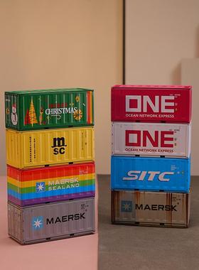 复古工业风货柜迷你小型集装箱模型摆件收纳盒子桌面微缩储物铁盒