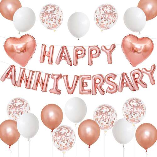 Happy Anniversary结婚纪念日气球套装周年庆祝派对装饰活动布置