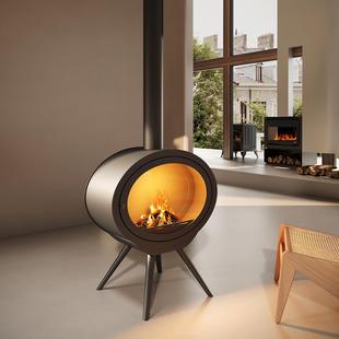 高端壁炉私人定制别墅艺术吊装壁炉农村楼房柴火取暖炉室内挂炉