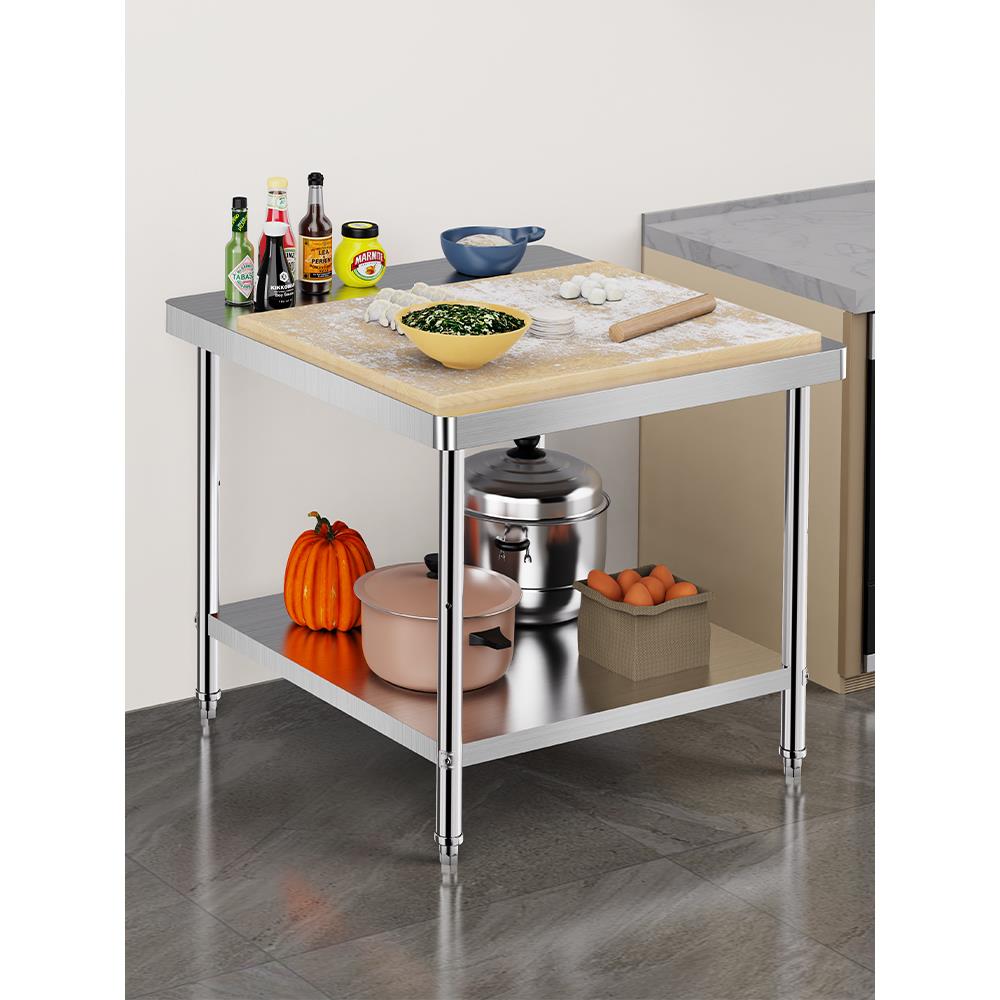 定做双层不锈钢工作台厨房专用操作台商用打荷台灶台架切菜案板桌