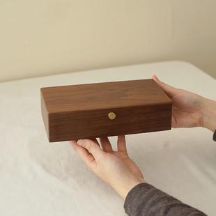 黑胡桃木首饰盒沉香红玛瑙手串储物盒礼品盒空子工行小金条收纳盒