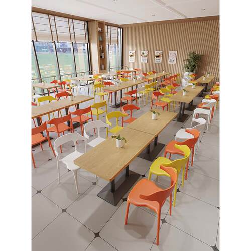 公司员工学校食堂餐厅桌椅组合餐饮面馆快餐小吃店奶茶店岩板桌子