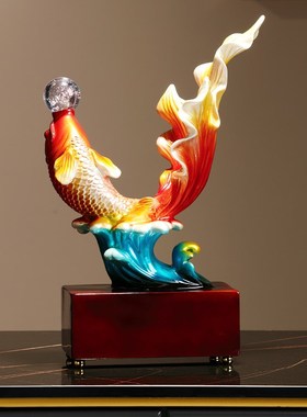 招财年年有余创意吉祥好寓意客厅装饰品玄关酒柜装饰乔迁之喜摆件