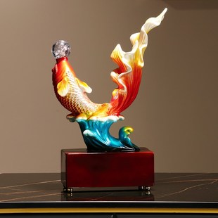 招财年年有余创意吉祥好寓意客厅装 饰乔迁之喜摆件 饰品玄关酒柜装