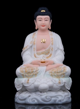 观音佛像供奉娑婆三圣全堂佛释迦牟尼佛地藏王弥勒佛汉白玉摆件