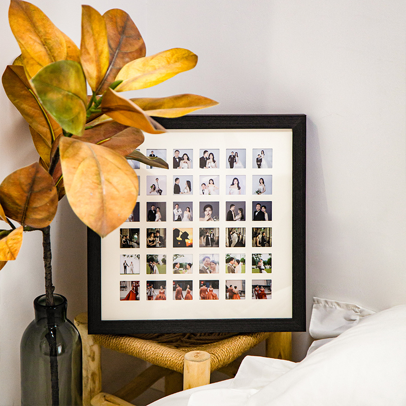 48/100宫格实木情侣diy相框定制结婚纱照片挂墙纪念生日礼物摆台