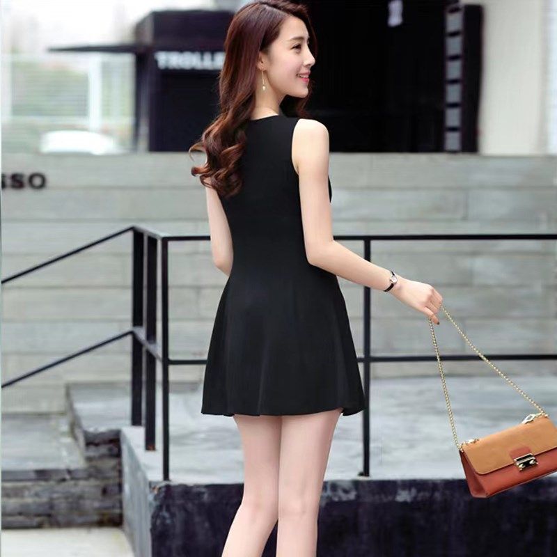 黑色背心裙女士短款裙子春秋内搭吊带小个子无袖打底连衣裙夏外穿