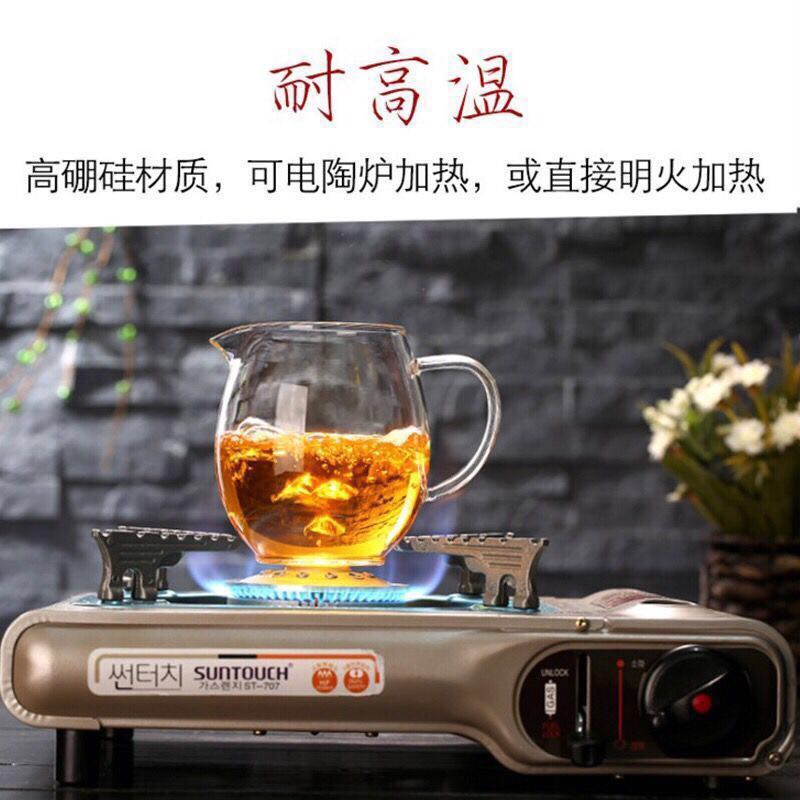 可明火加厚公道杯带茶漏带过滤网茶壶耐热耐高温玻璃茶具配件包邮