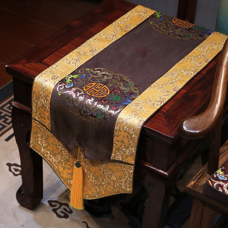 桌旗新中式禅意新中式茶台茶旗餐桌电视柜长条盖布中国风复古定制