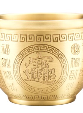 黄铜米缸聚财招财进宝缸百福缸米缸大号客厅家居黄铜聚宝盆摆件