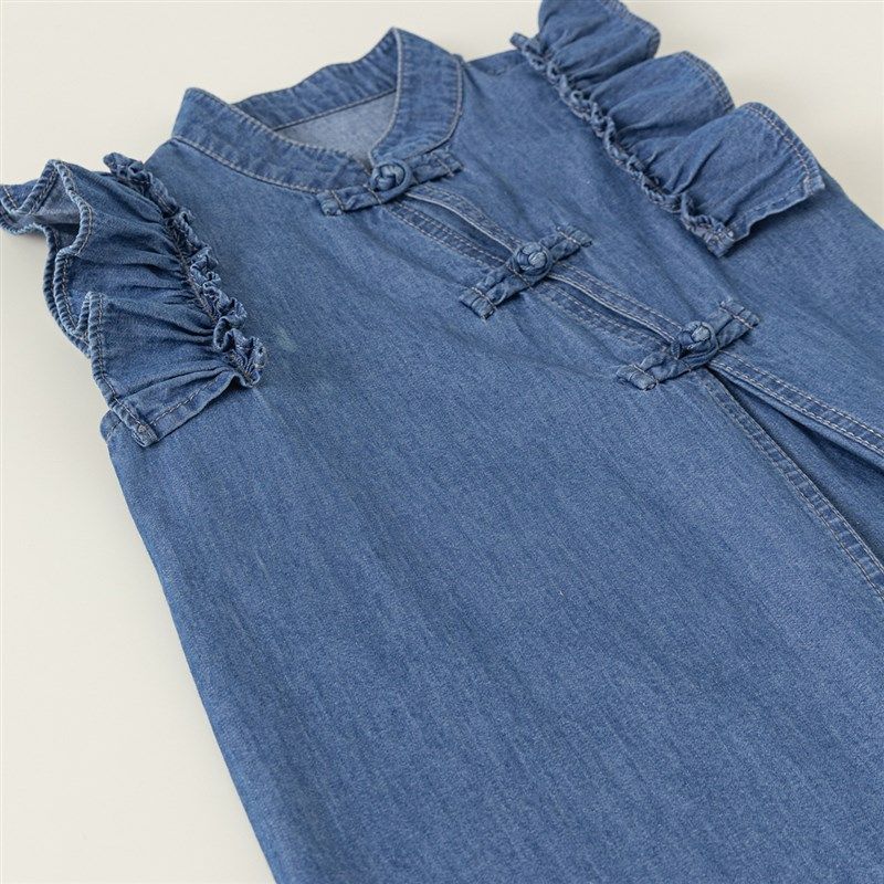 女童连衣裙2024夏装新款新中式盘扣女宝牛仔公主裙儿童裙子夏季潮,童装/婴儿装/亲子装,连衣裙,淘宝优惠券,粉丝福利购,淘宝优惠卷