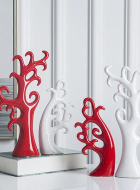 简约创意爱心树摆件家居客厅装饰品酒柜电视柜桌面陶瓷摆设工艺品