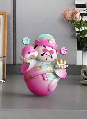 财神爷装饰蛇年摆件不倒翁客厅电视柜布置玄关桌面工位生日礼物