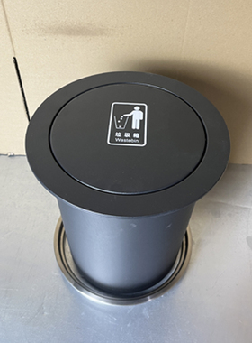 台面嵌入式黑色垃圾桶盖子带丝印款摇盖厨房洗手台上隐藏式收纳桶