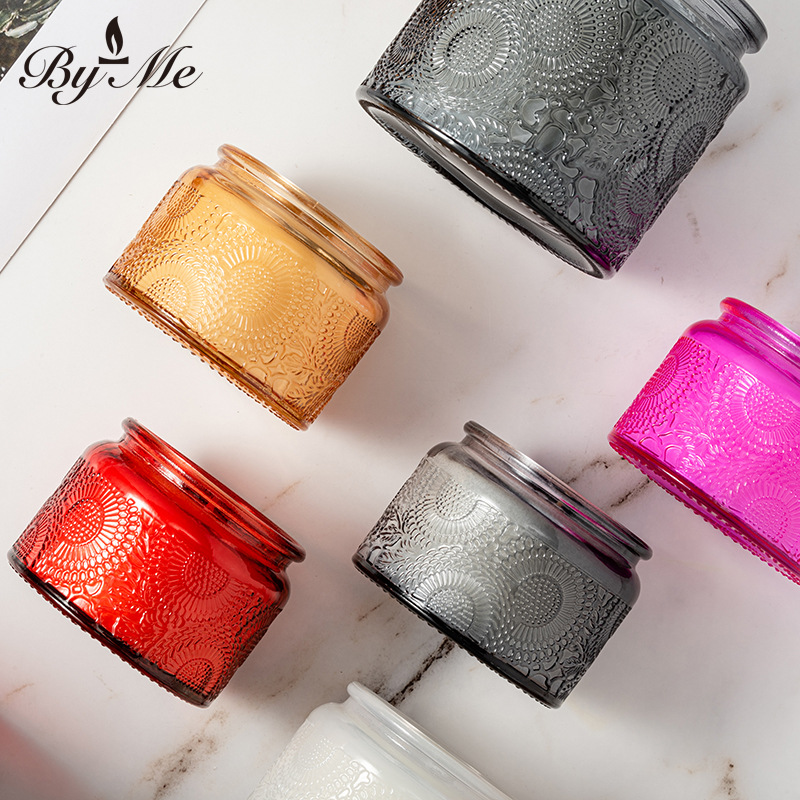 BYME创意小号浮雕玻璃杯香薰蜡烛无烟蜡烛结婚伴手礼闺蜜生日礼物