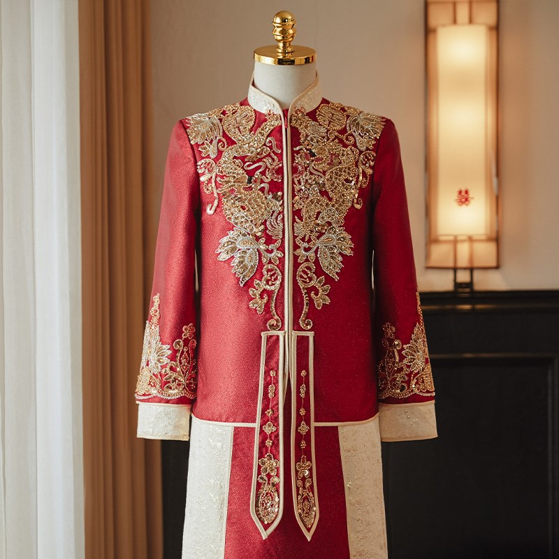 男士秀禾服2024年新款中式新郎装结婚礼服接亲大码龙凤褂男装秀和