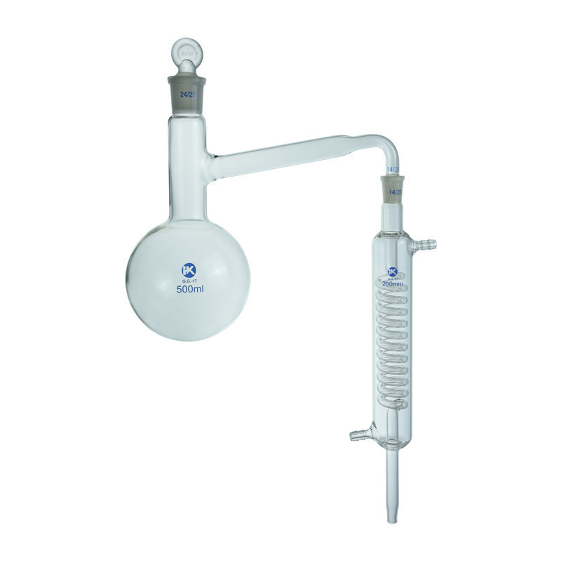 实验室蛇形蒸馏器高硼硅玻璃蒸馏装置全玻蒸馏器蛇形管蒸馏提纯