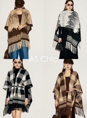 AS chicAW 格纹披肩斗篷外搭披肩 ASP1634