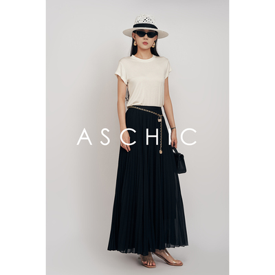 ASchicSS “迷失花园”春夏单品百搭雪纺松紧腰百褶裙ASQ1915