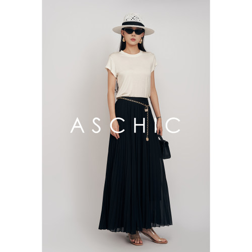 ASchicSS “迷失花园”春夏单品百搭雪纺松紧腰百褶裙ASQ1915