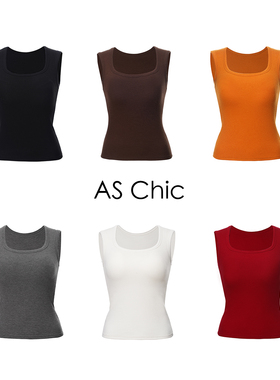 AS chicAW「多巴胺」带胸垫磨毛U领背心ASX8903