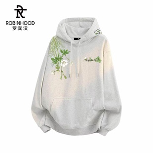 ROBINHOOD/罗宾汉 2025SS 美式学院风手绘花体字母花卉印花加厚