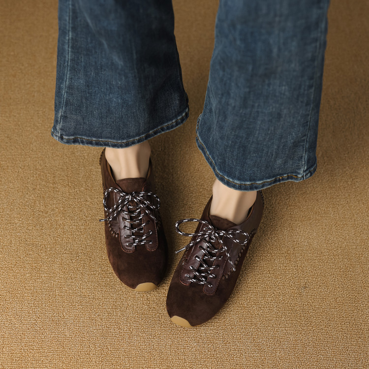 圆头粗跟羊皮羊反绒（羊猄）2025年冬季深口单鞋