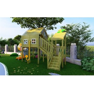 户外木质滑梯带小房子 组合滑梯攀爬架幼儿园公园游乐设备厂家