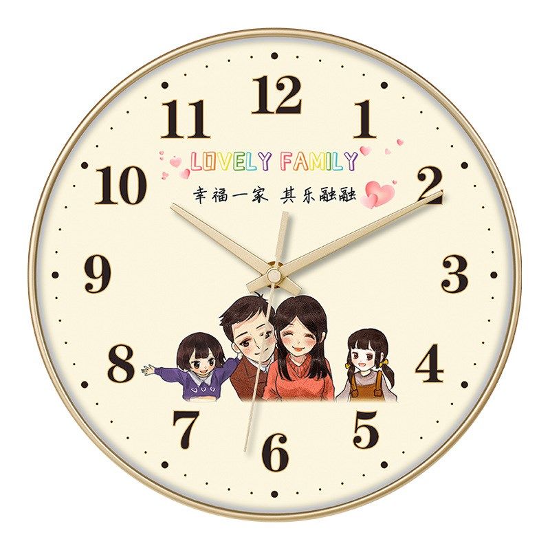 幸福一家人客厅餐厅时钟表网红创意表挂墙卧室儿童房静音挂钟,家居饰品,挂钟,淘宝优惠券,粉丝福利购,淘宝优惠卷
