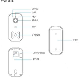 智能可视门铃M1无线远程家用视频通话超长待机清夜视抓拍门铃