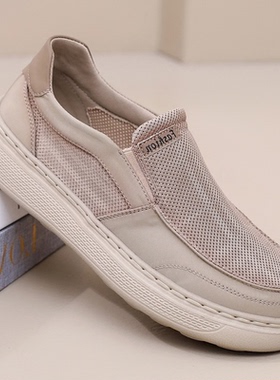 夏季老北京布鞋一脚蹬休闲男鞋软底中老年轻便爸爸鞋透气网面鞋