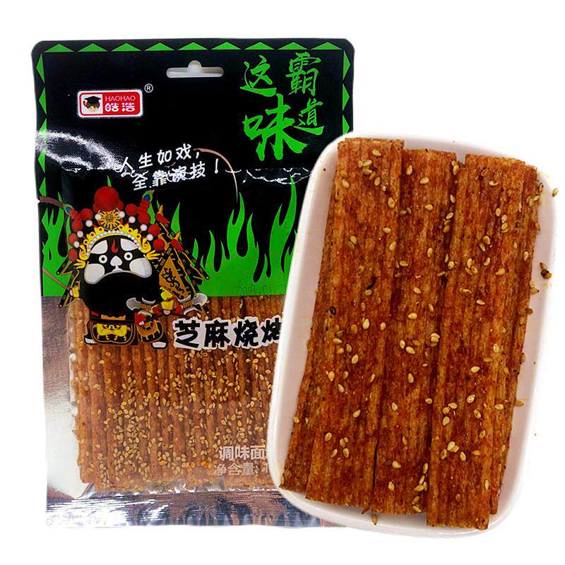 新日期皓浩芝麻烧烤味辣条大辣片80后90后童年经典怀旧麻辣零食品