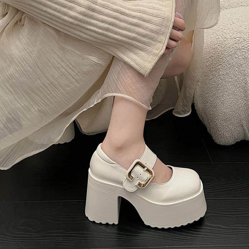 极速主婚纱神器松糕鞋女防水台粗跟厚底高跟鞋婚鞋轻便浅口玛丽珍