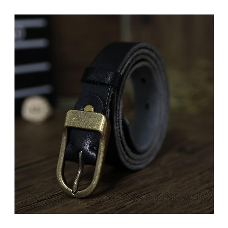 细皮带女真皮窄头层牛皮装