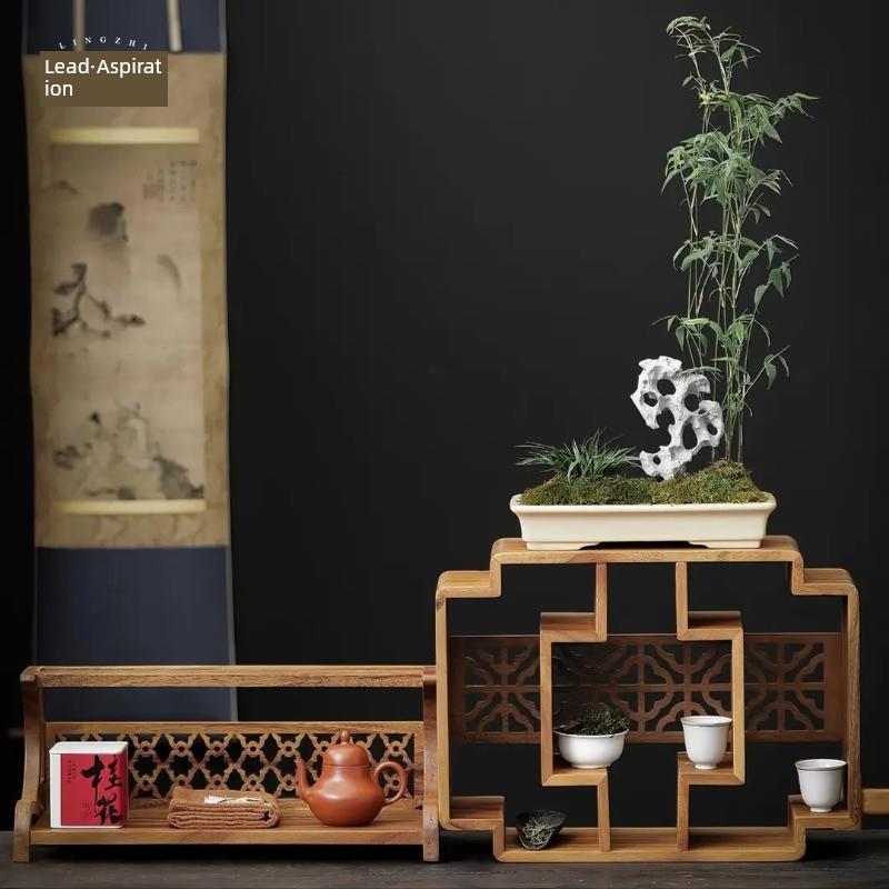 胡桃木实木博古架功夫茶具