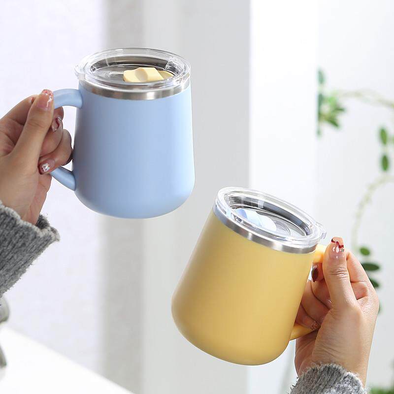 304不锈钢马克杯带盖子家用喝水杯办公室男女生咖啡杯高颜值泡茶