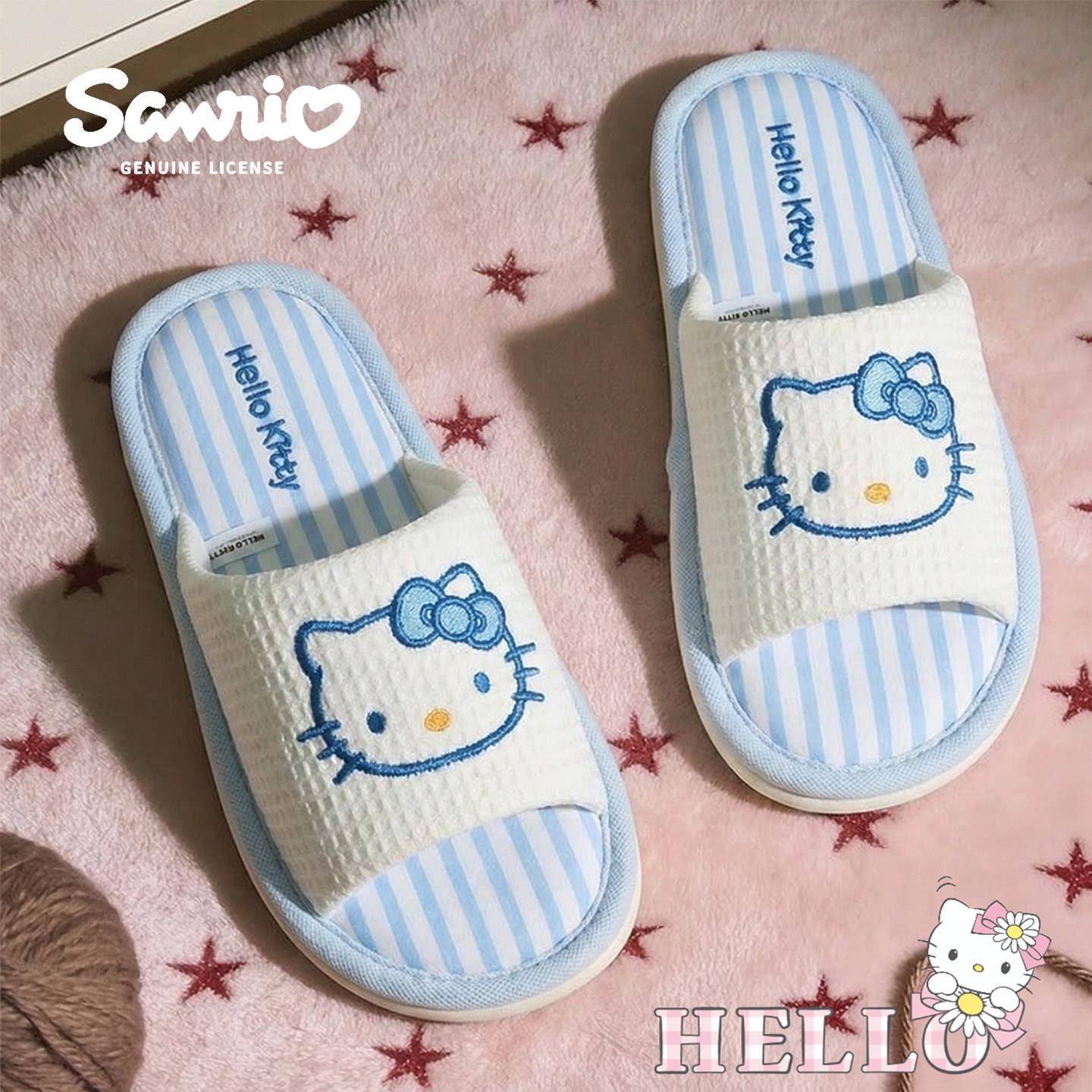 好货HelloKitty拖鞋女款春夏棉麻室内家居防滑新款四季可爱亚麻拖